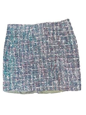 She Sky Tweed Plaid Skirt Small Coquette Y2K Mini Pencil